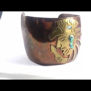 Copper/Brass Metal Inlay Cuff Bracelet